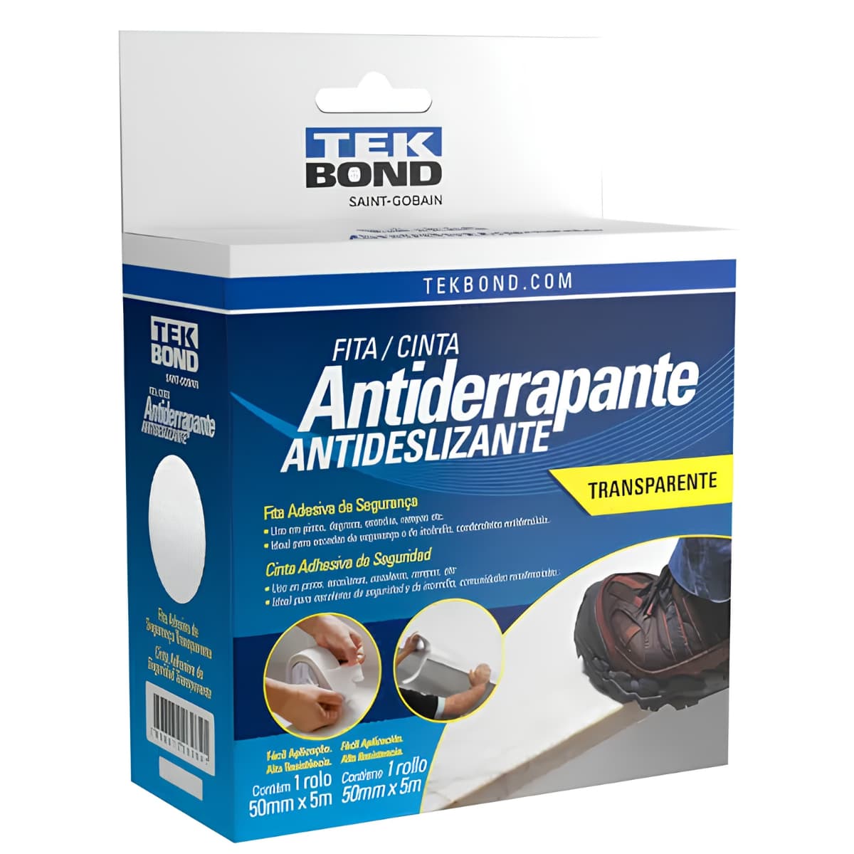Fita Adesiva Antiderrapante Transparente 50 mm x 5 m Incolor Tekbond