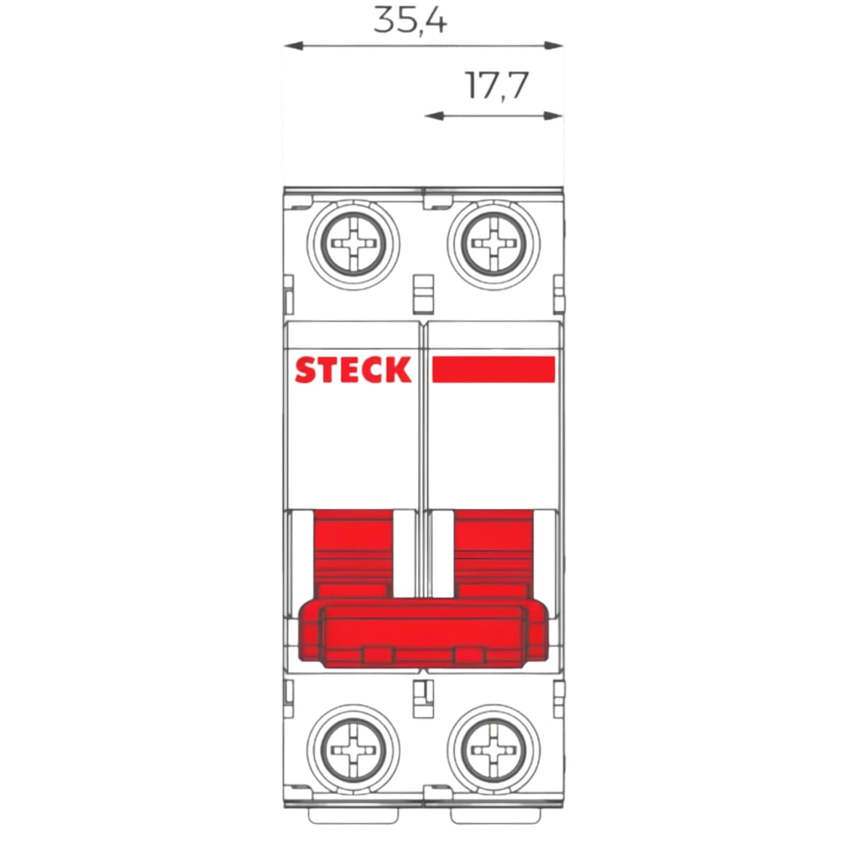 Disjuntor Bipolar DIN 10A Curva C 3KA - Steck