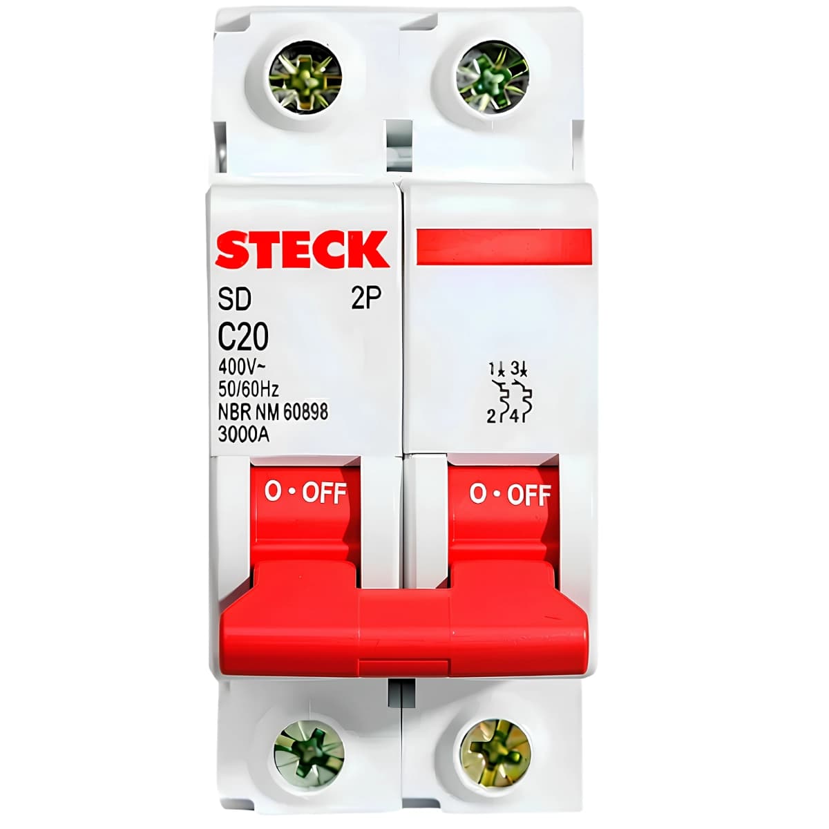 Disjuntor Bipolar DIN 20A Curva C 3KA - Steck
