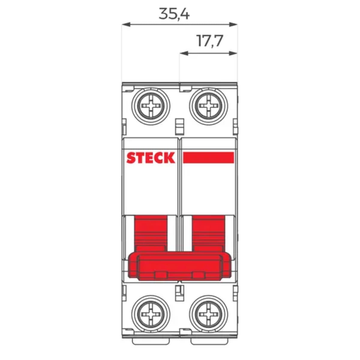 Disjuntor Bipolar DIN 20A Curva C 3KA - Steck