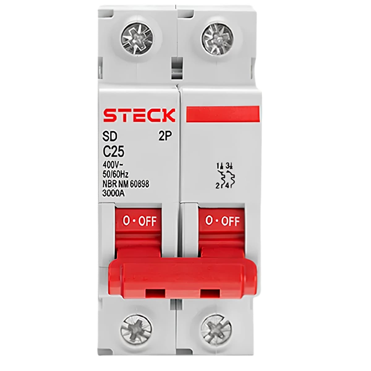 Disjuntor Bipolar DIN 25A Curva C 3KA - Steck