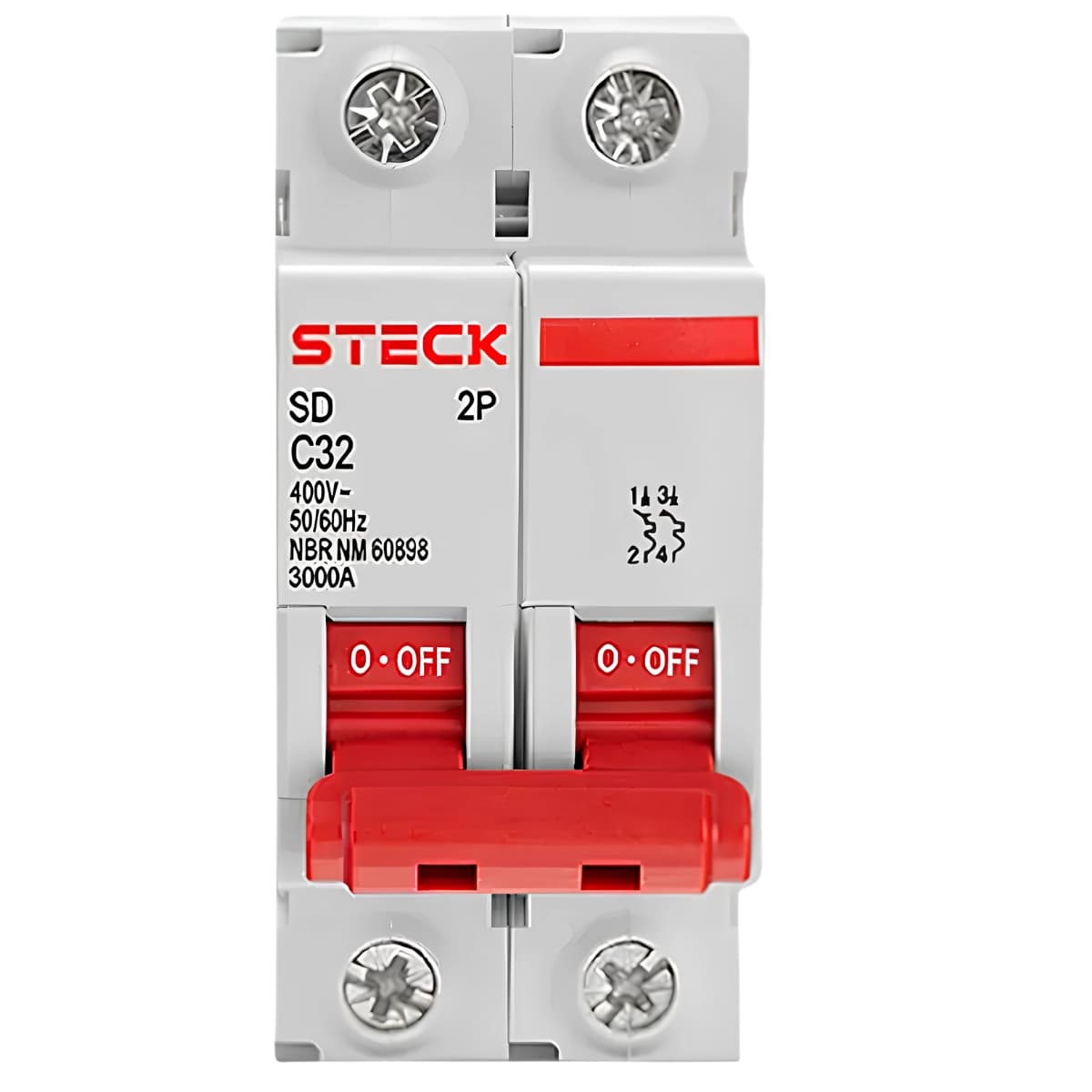 Disjuntor Bipolar DIN 32A Curva C 3KA - Steck