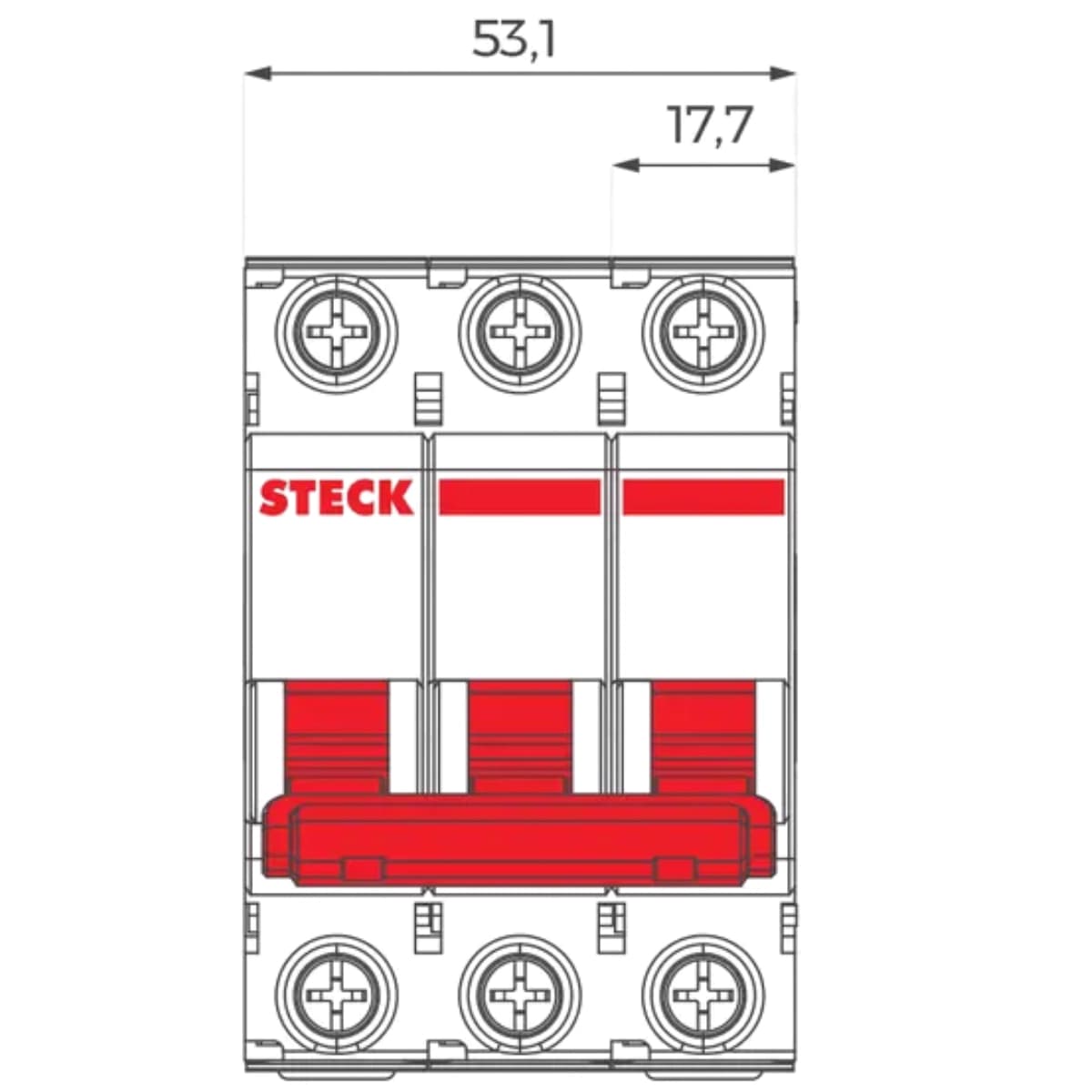 Disjuntor Tripolar DIN 50A Curva C 3KA - Steck