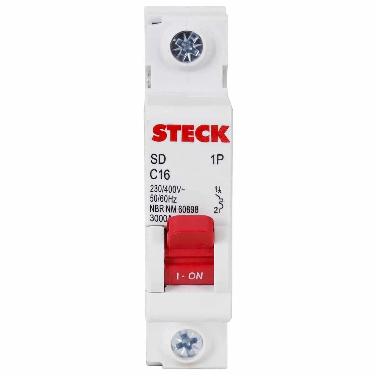Disjuntor Unipolar DIN 16A Curva C 3KA - Steck
