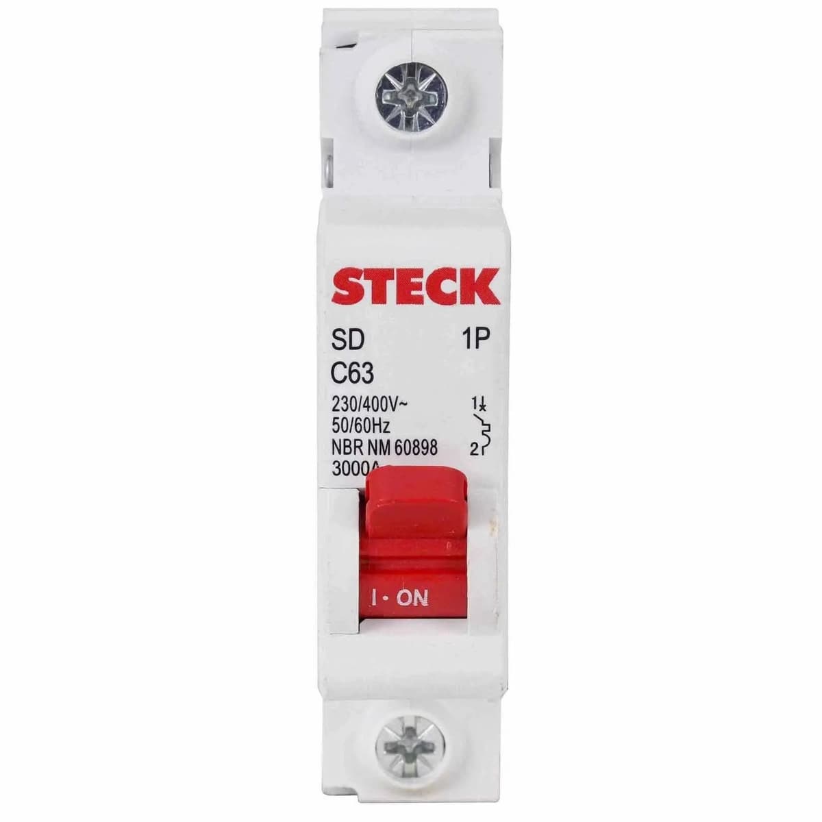 Disjuntor Unipolar DIN 63A Curva C 3KA - Steck
