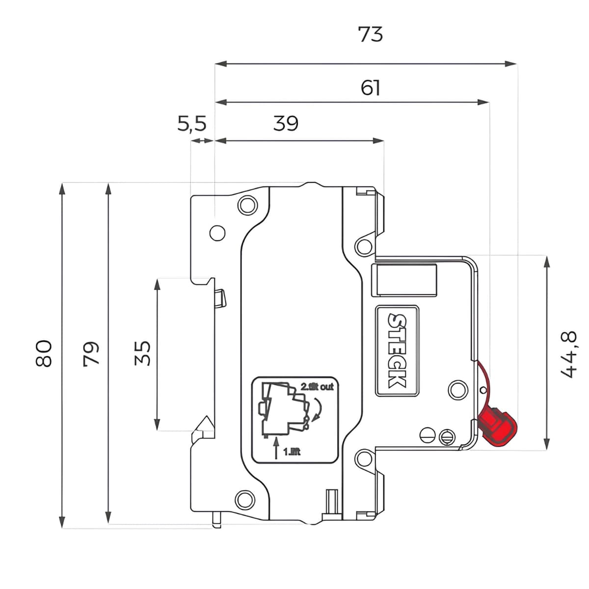 Disjuntor Unipolar DIN 63A Curva C 3KA - Steck