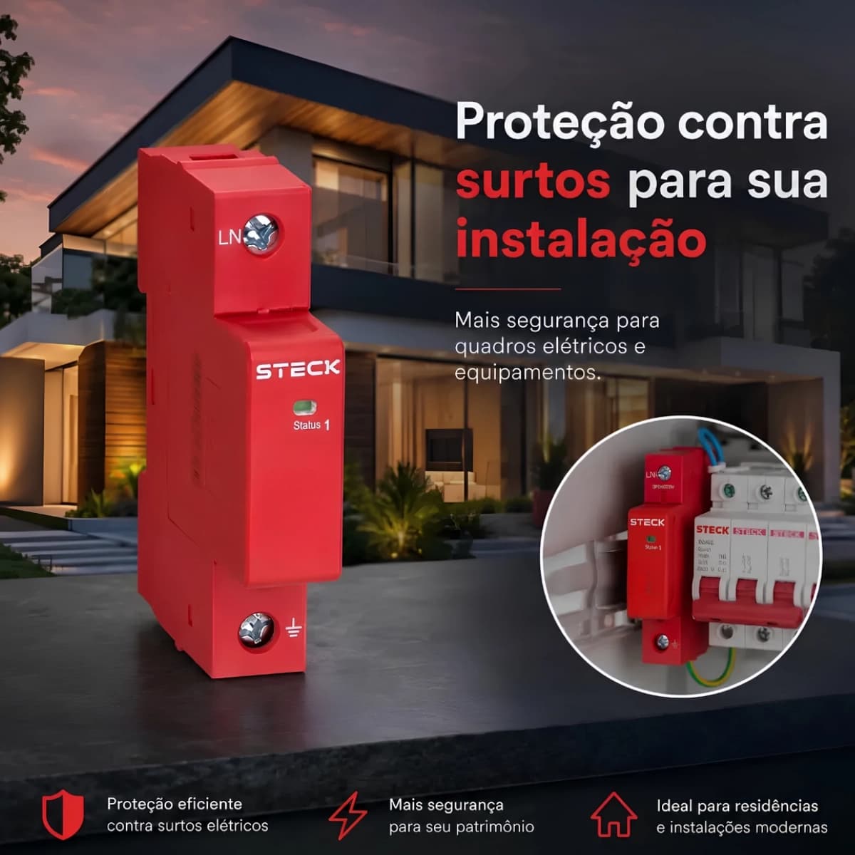 DPS Protetor de Surto Classe II 65KA 275V Base + Cartucho - Steck