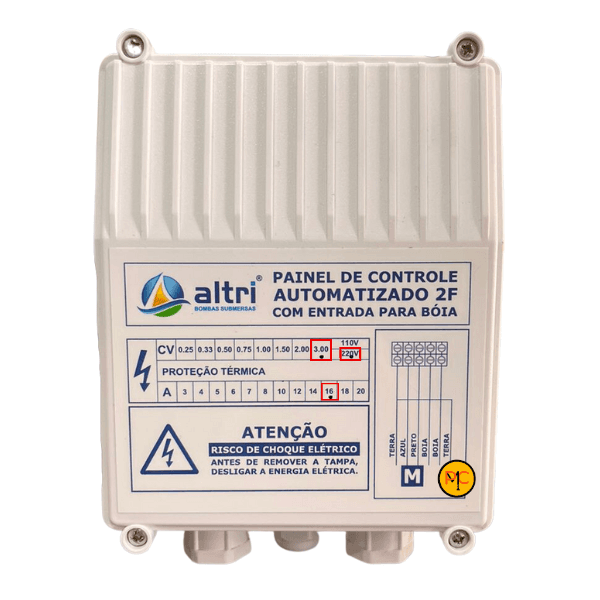 Altri Painel Para Bomba de Poço Com Entrada Para Boia 2 fios 3.00cv Mono 220v 16A