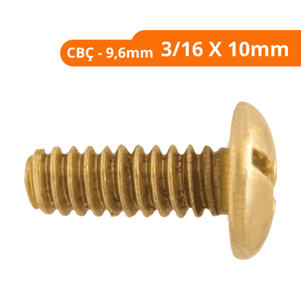 Parafuso Latão 3/16 X 10mm Cabeça 9,6mm Saco Plástico Com 10 Peças Blukit