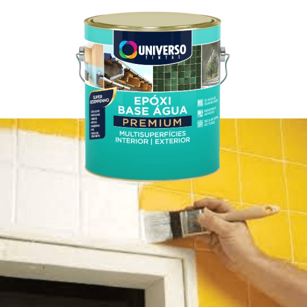Tinta Epóxi Para Azulejos Vidros Metais Madeiras Base Água Multisuperfícies Cor Branco Acetinado 3,6L