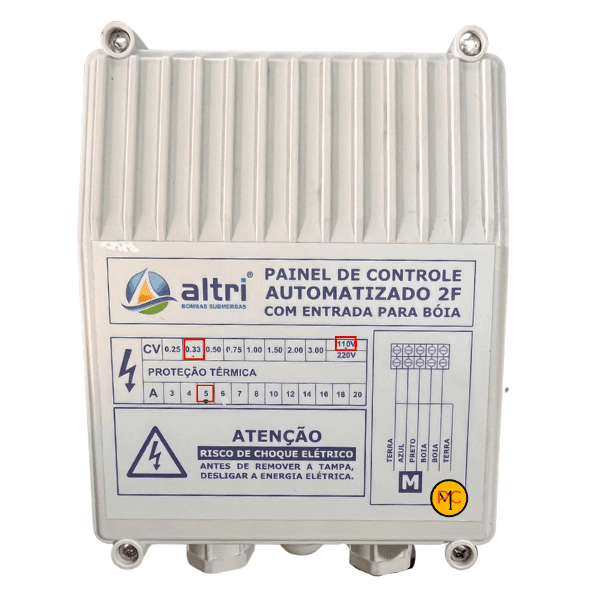 Altri Painel Para Bomba de Poço Com Entrada Para Boia 2 fios 0.33cv Mono 127v 5A