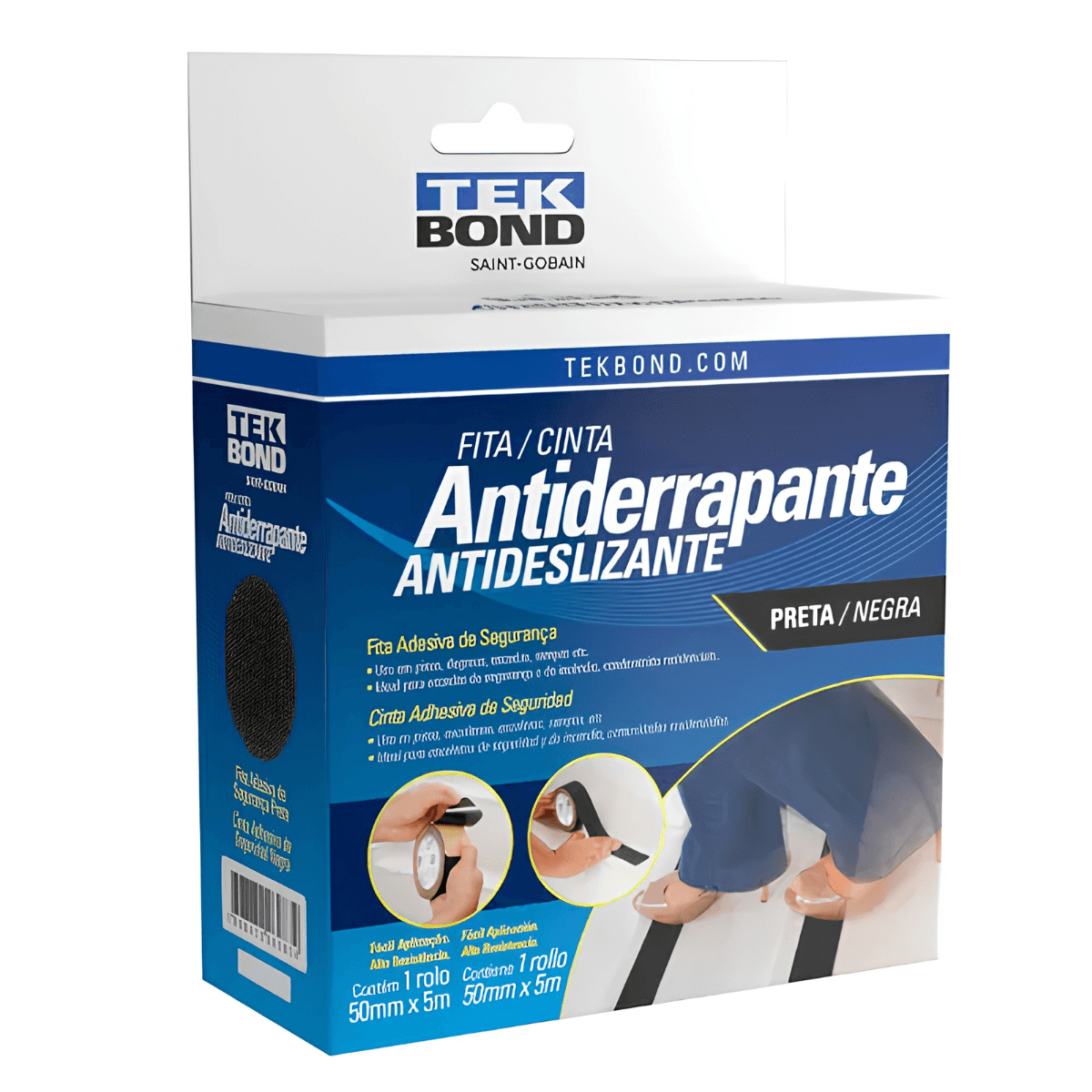 Fita Antiderrapante Preta 50mm x 5m Tekbond