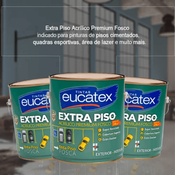Tinta Para Piso Acrílico Premium Cinza Escuro Fosco Eucatex 3,6L