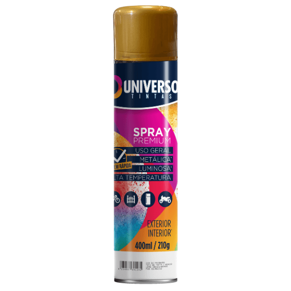 Tinta Spray Metálico Dourado 400ml Universo