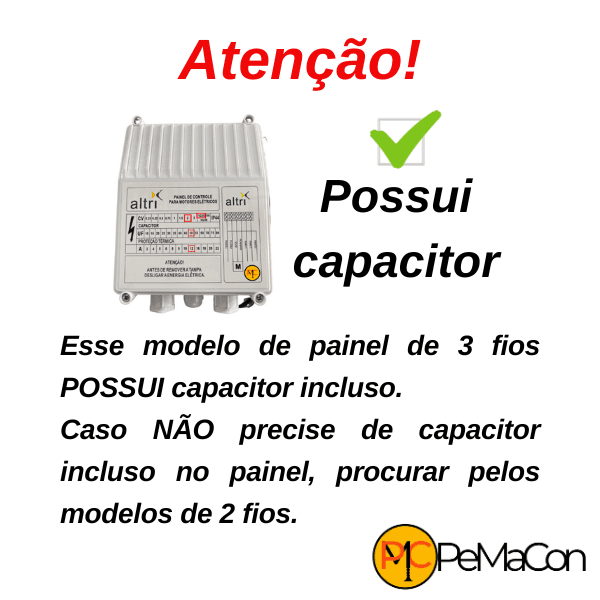 Altri Painel Para Bomba de Poço Com Entrada Para Boia 3 fios 1.50cv Mono 220v 35uf 10A