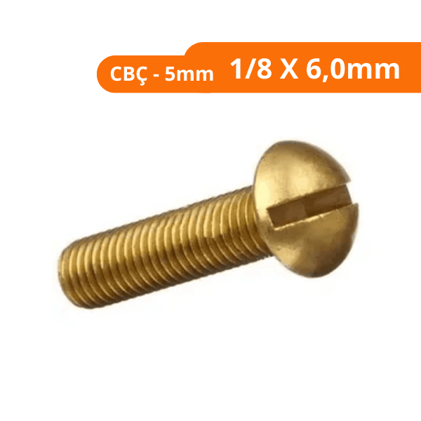 Parafuso Latão 1/8 X 6,0mm Cabeça 5,0mm Saco Plástico Com 10 Peças Blukit
