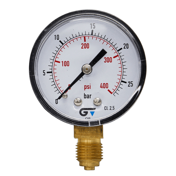 Manômetro Seco 53mm Saída Vertical Caixa ABS Seco 1/4″ 0-25 Bar Genebre