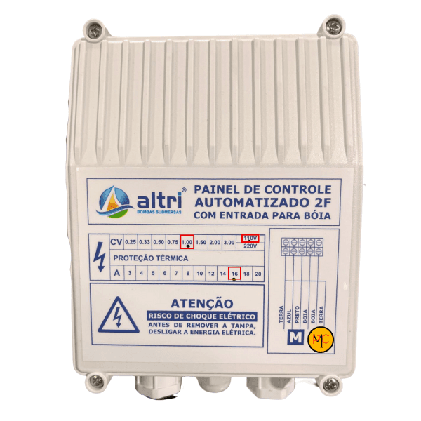 Altri Painel Para Bomba de Poço Com Entrada Para Boia 2 fios 1.00cv Mono 110v 16A