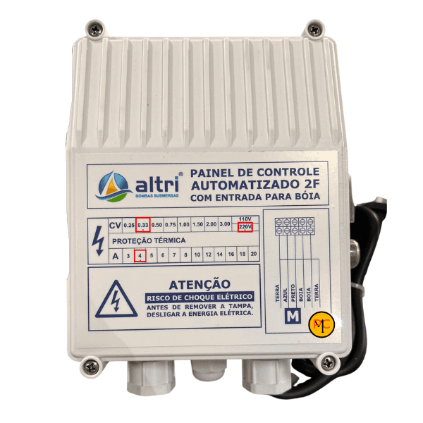 Altri Painel Para Bomba de Poço Com Entrada Para Boia 2 fios 0.33cv Mono 220v 4A