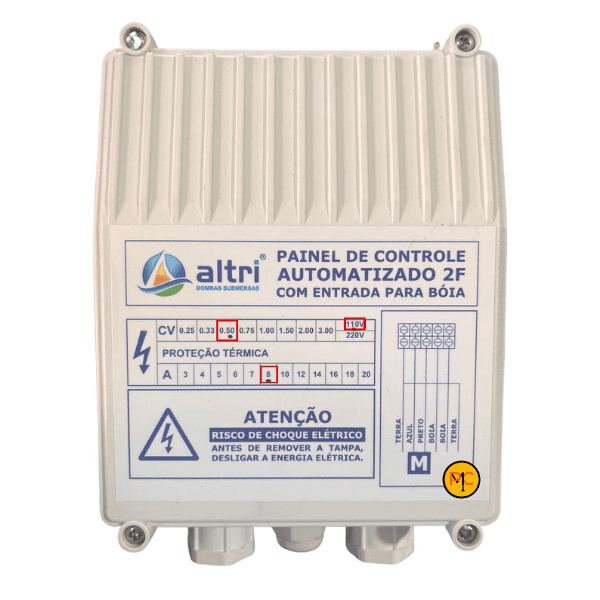Altri Painel Para Bomba de Poço Com Entrada Para Boia 2 fios 0.50cv Mono 110v 8A