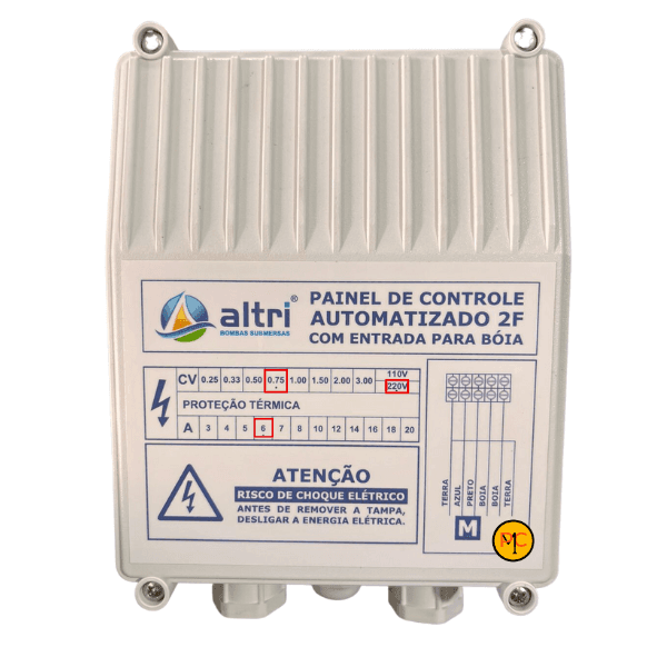Altri Painel Para Bomba de Poço Com Entrada Para Boia 2 fios 0.75cv Mono 220v 6A
