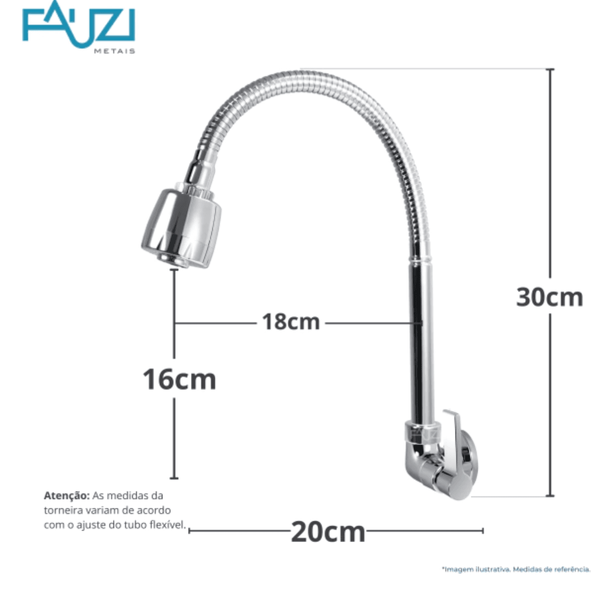 Torneira Gourmet Cozinha Parede Bica Flexível Jato Duplo 1/4 de Volta – Fauzi