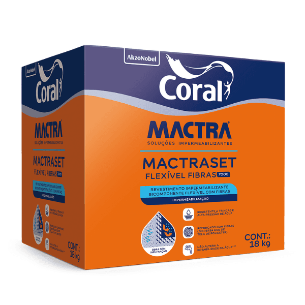 Impermeabilizante Mactraset 7000 Flexível Fibras 18kg – Coral Mactra