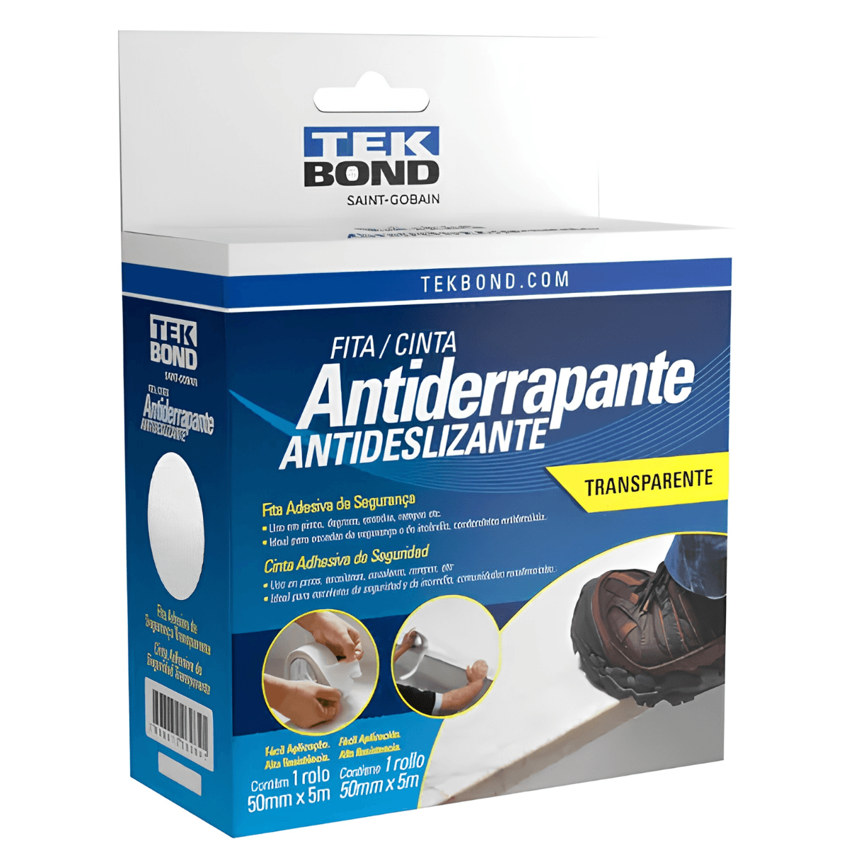 Fita Adesiva Antiderrapante Transparente 50 mm x 5 m Incolor Tekbond
