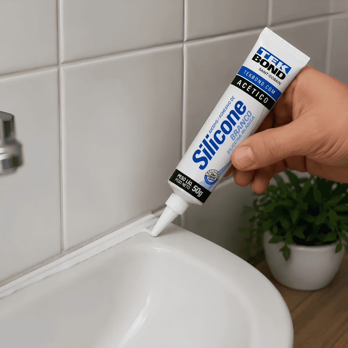 Adesivo de Silicone Acético Branco Blister 50g Tekbond