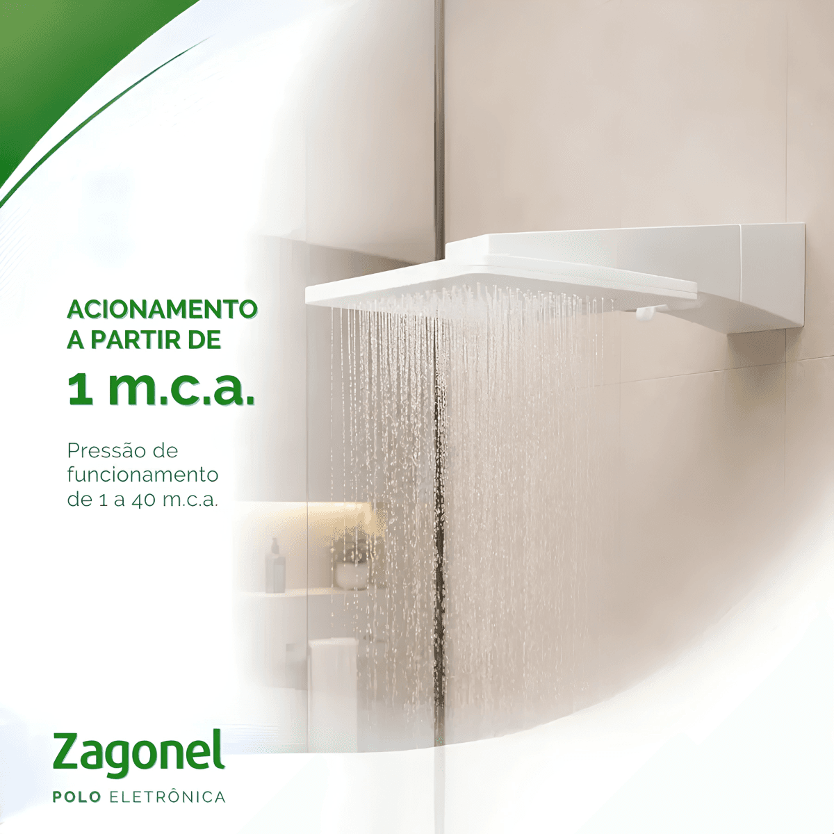 Ducha Polo Eletrônica 7700W 220V Branca Zagonel