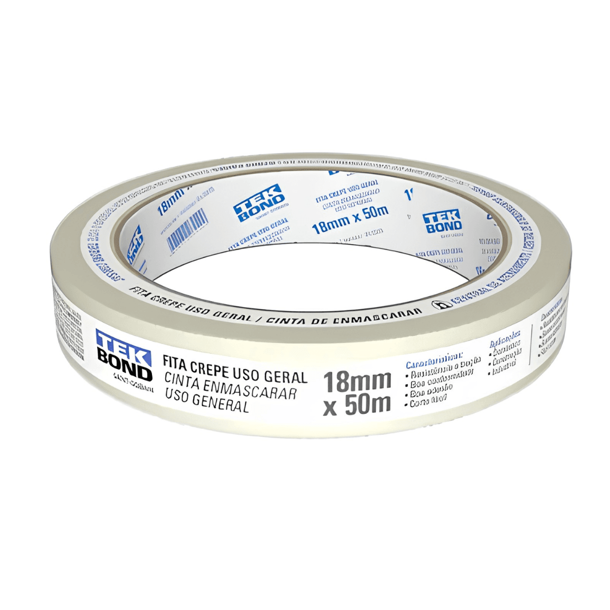 Fita Crepe Uso Geral 18mmx50m - Tekbond