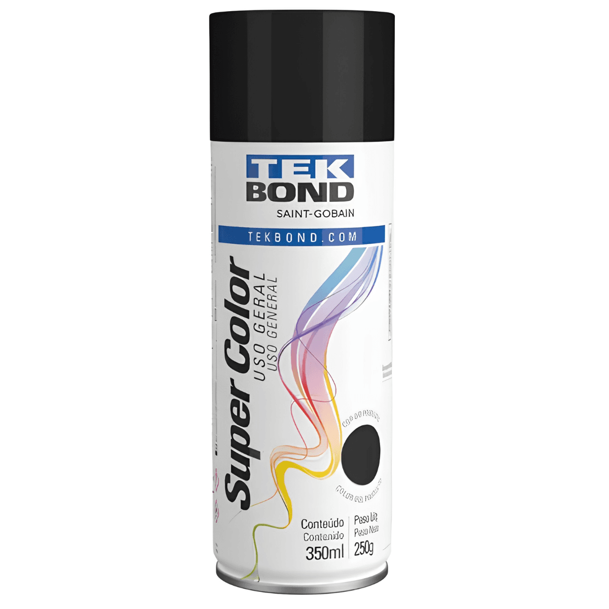 Tinta Spray Uso geral Preto Brilhante 350ml – Tekbond