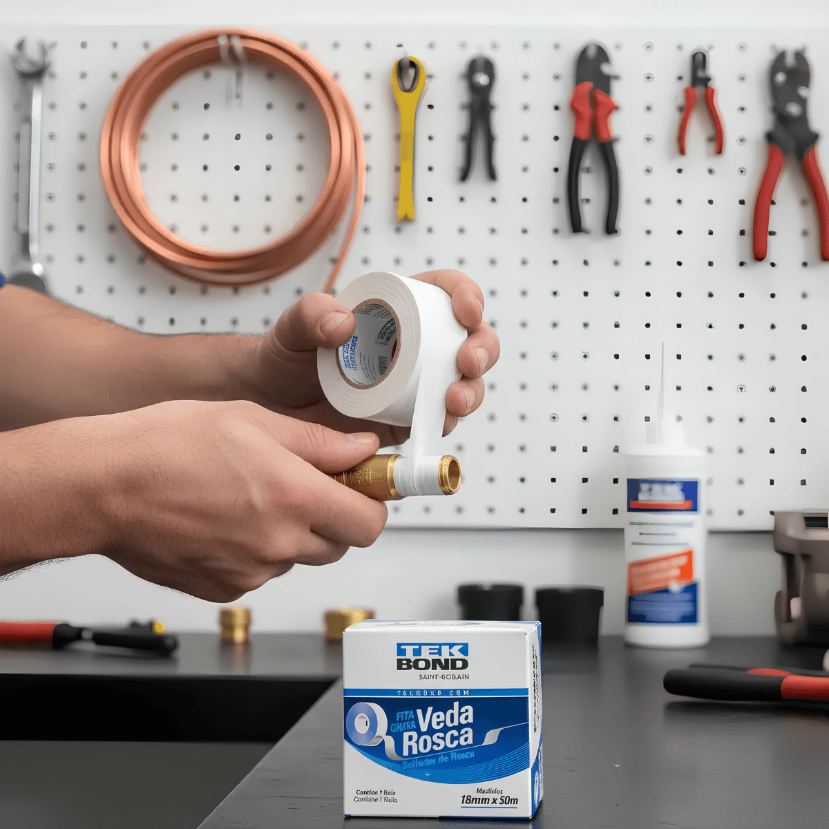 Fita Veda Rosca Branca 18mm x 50m Tekbond