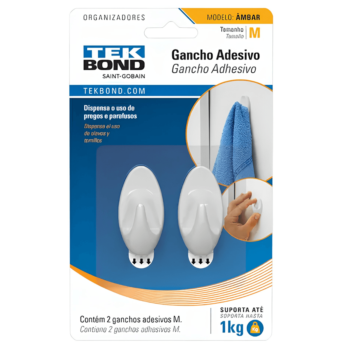 Gancho âmbar de plástico branco M