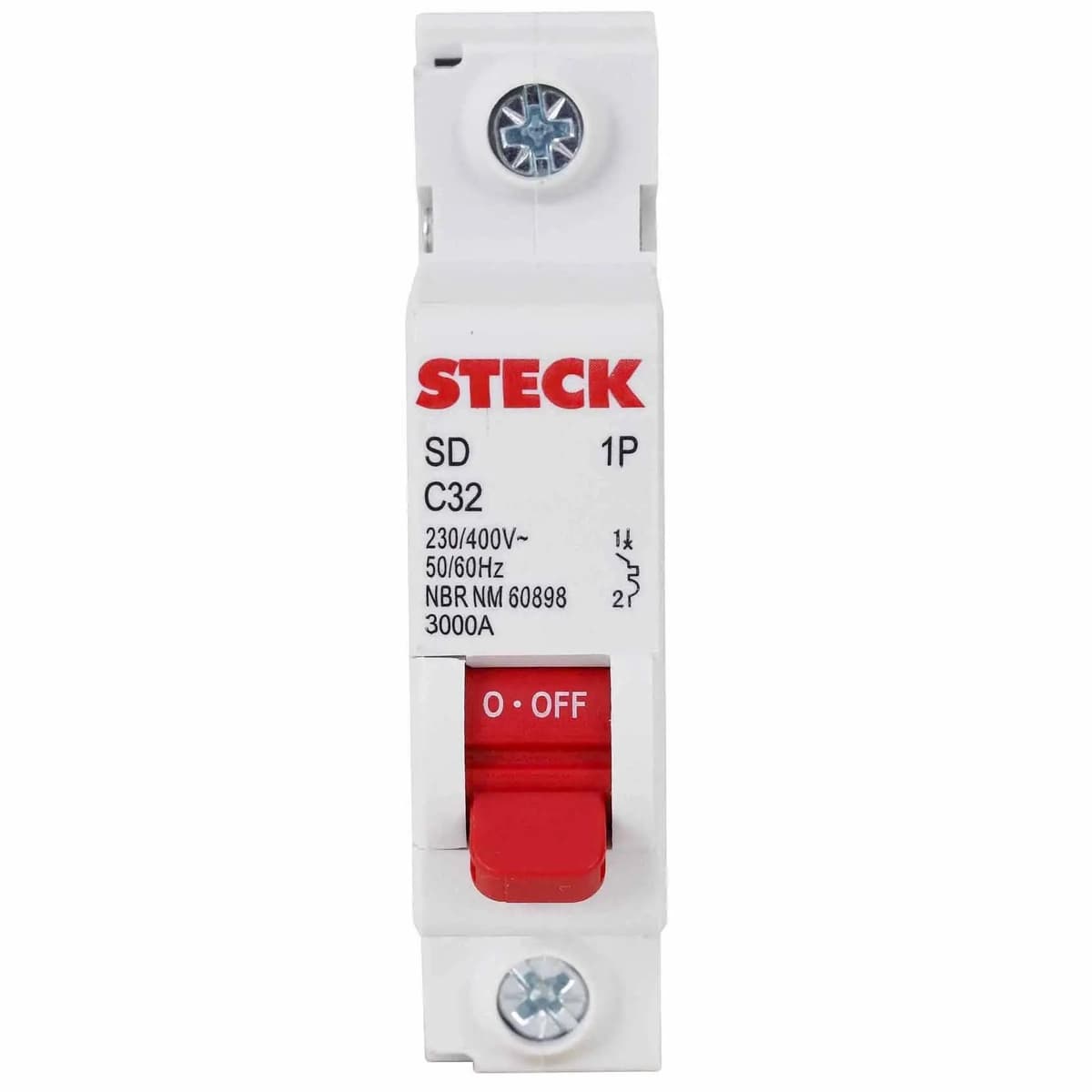 Disjuntor Unipolar DIN 32A Curva C 3KA - Steck