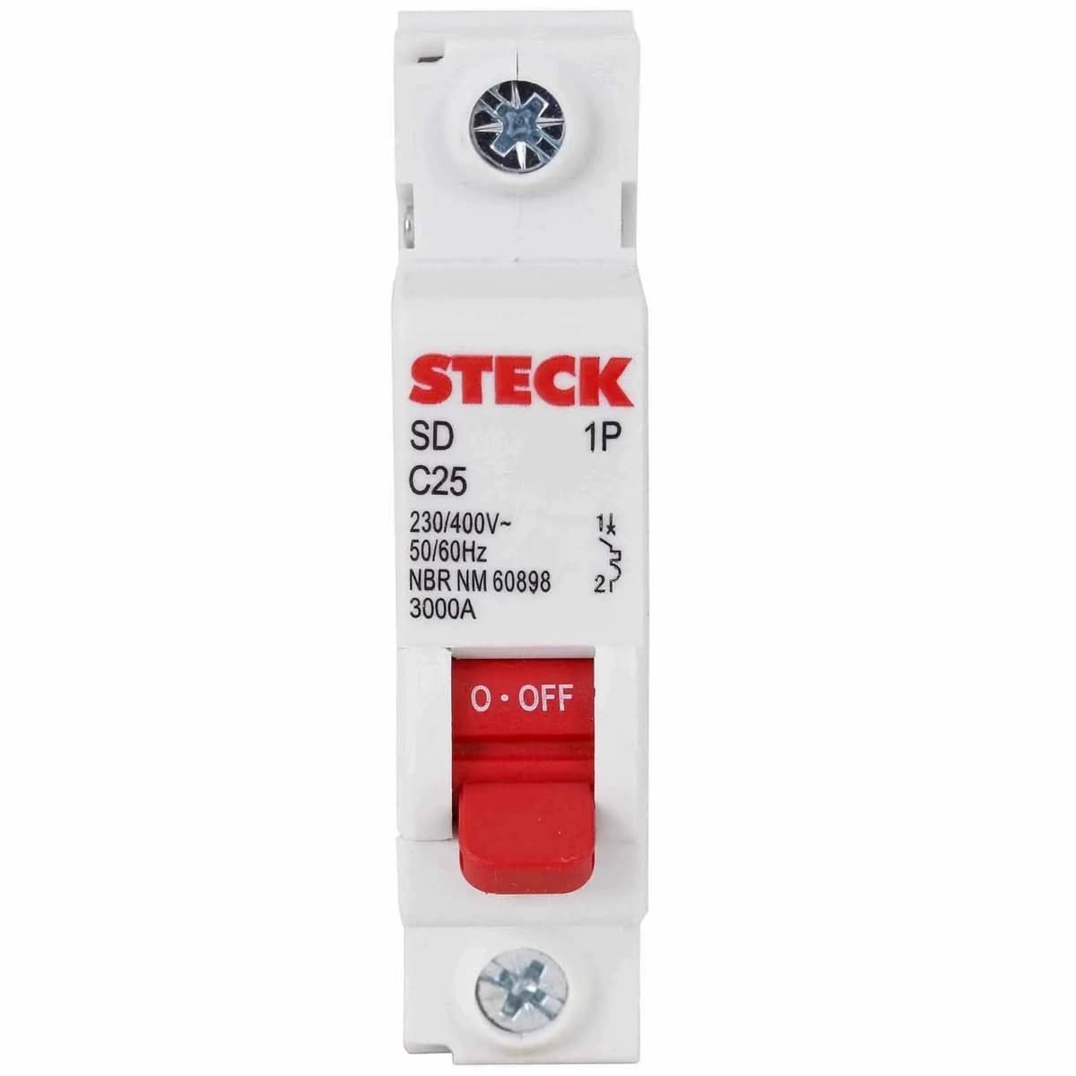 Disjuntor Unipolar DIN 25A Curva C 3KA - Steck