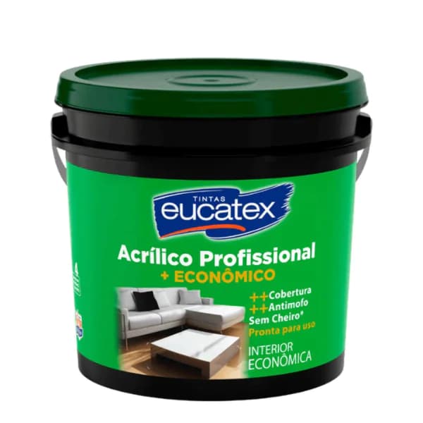 Tinta Acrílica Profissional Cor Branca Pronto Para Uso 18L - Eucatex