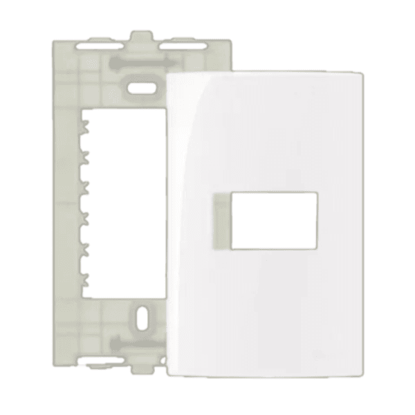 Conjunto Placa Espelho 4X2 E 1 Posto Horizontal Com Suporte Sleek Branco MarGirius