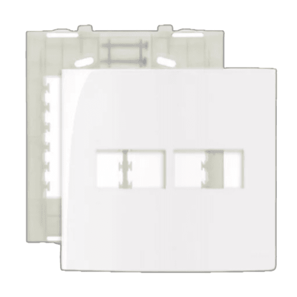 Conjunto Placa Espelho 4X4 E 2 Postos Horizontais Com Suporte Sleek Branco MarGirius
