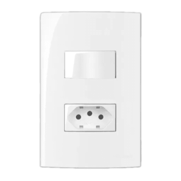 Conjunto 1 Interruptor Simples 10A 250V~ + 1 Tomada 2P+T 20A 250V~ Sleek Branco MarGirius