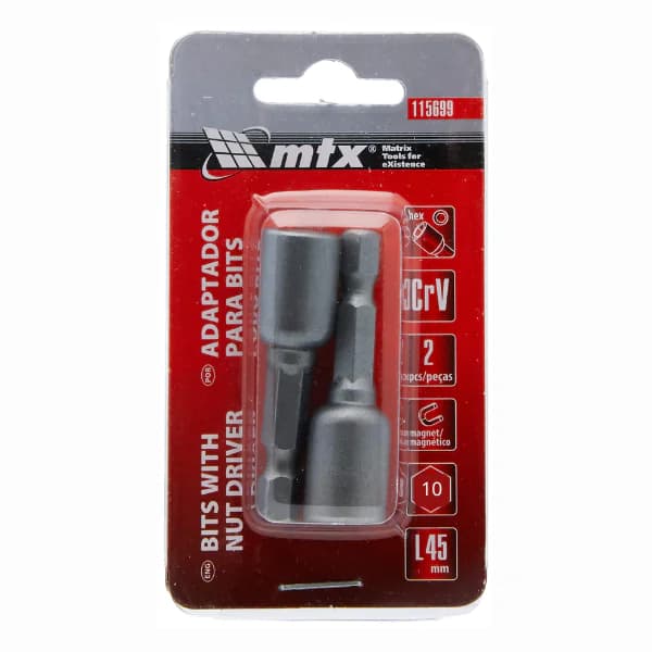 Soquete Magnético Para Parafusadeira D 11mm, L 45mm, 2 Peças - MTX