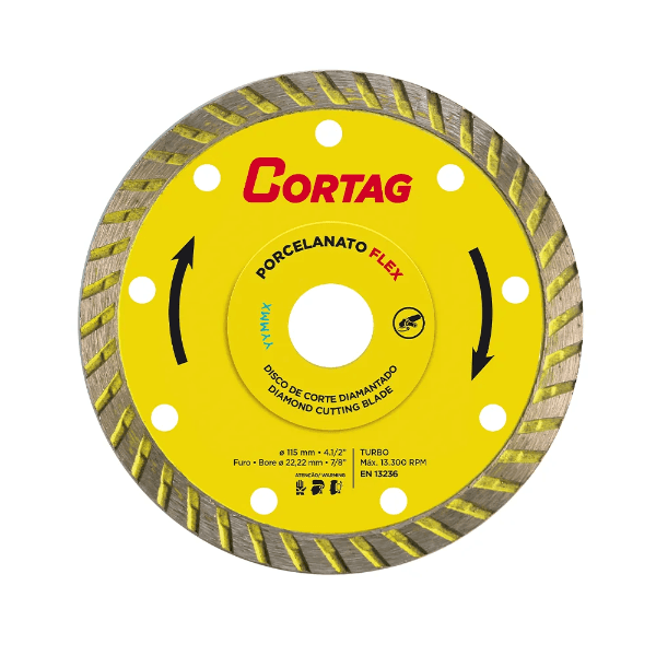 Disco de Corte Diamantado Turbo Porcelanato Flex 115 mm - Cortag