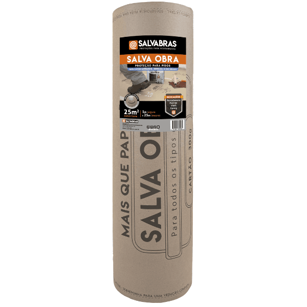 Salva Obra Papelão Impermeável 1x25m Proteção Piso Madeira Mármore - Salvabras