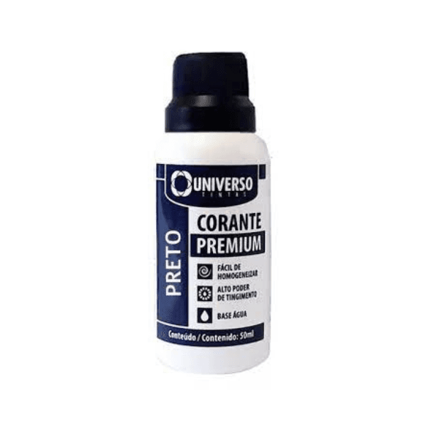 Corante Líquido Para Tinta Pigmento Preto 50ml – Universo