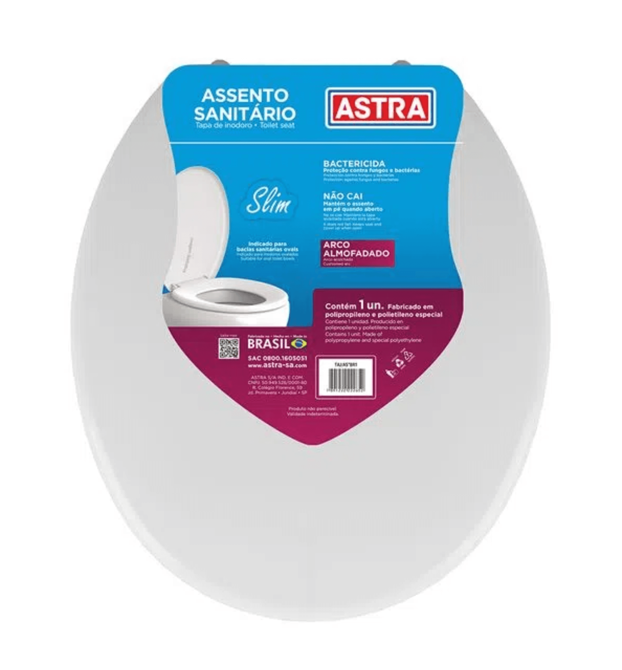 Assento Sanitario Almofadado Slim Branco Astra