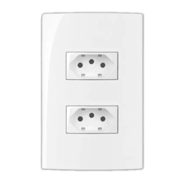 Conjunto 4X2″ 2 Tomadas Padrão 2P+T Separadas 20A-250V Sleek Branco MarGirius