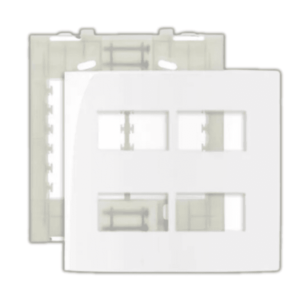 Conjunto Placa Espelho 4X4″ 4 Postos Horizontais Separados Com Suporte Sleek Branco MarGirius