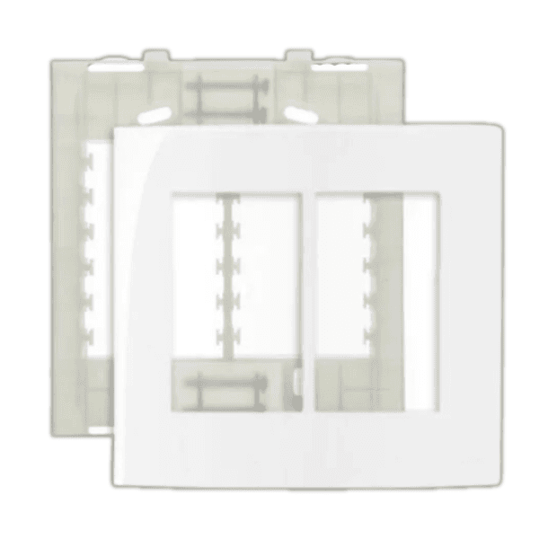 Conjunto Placa Espelho 4X4″ 6 Postos Horizontais Com Suporte Sleek Branco MarGirius