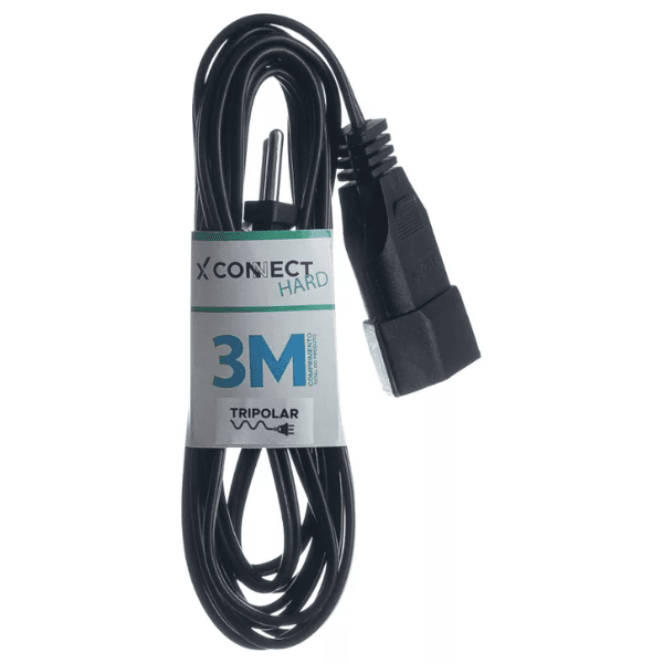Extensão Connect Hard 10A 2P+T 3m Tripolar Preto Fiolux