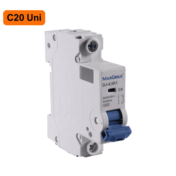 Disjuntor C20 Unipolar 20A- Res.SF DJ-4,5K1 – Margirius